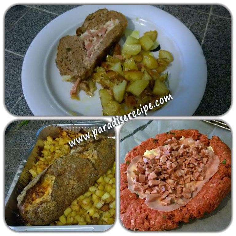 Polpettone ripieno al forno con patate